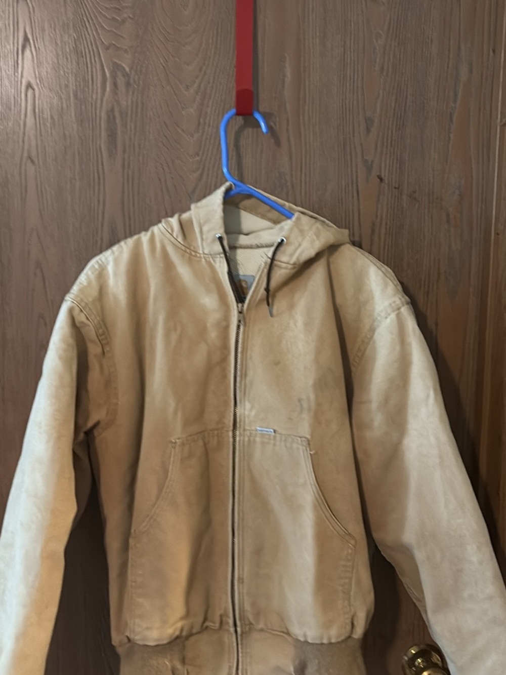 Vintage Carhartt Tan Hooded Field Jacket size large